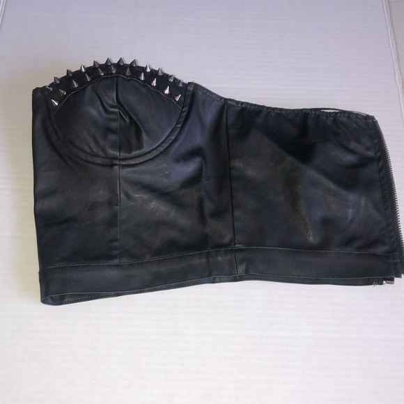 SayWhat Spike Leather Crop Top - Picture 10 of 14